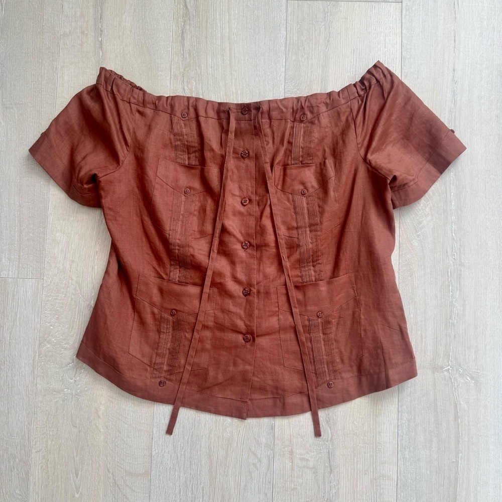 Rust Off-Shoulder Blouse - Picture 2 of 8